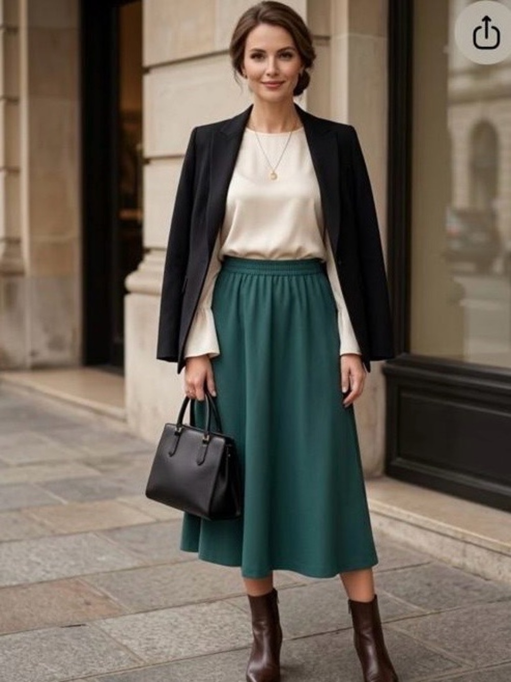 Alfred Teal Green Midi Skirt - Women's Elastic-Waist A-Line size 18W